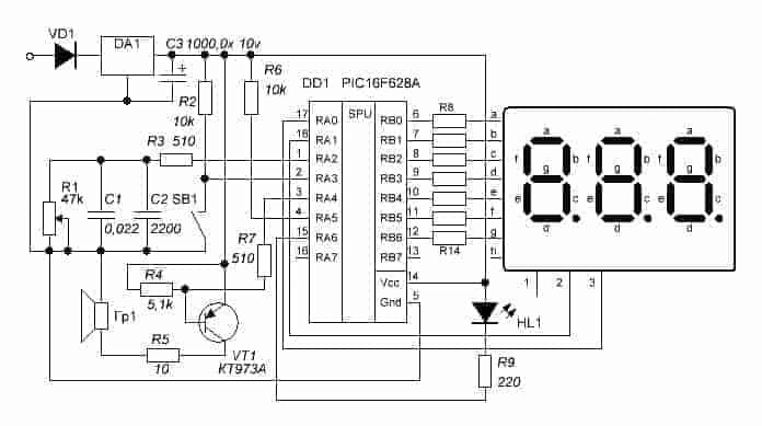 Схема бытового таймера, shema1
