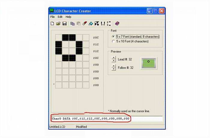 Программа создания символов в ЖКИ, lcdcc