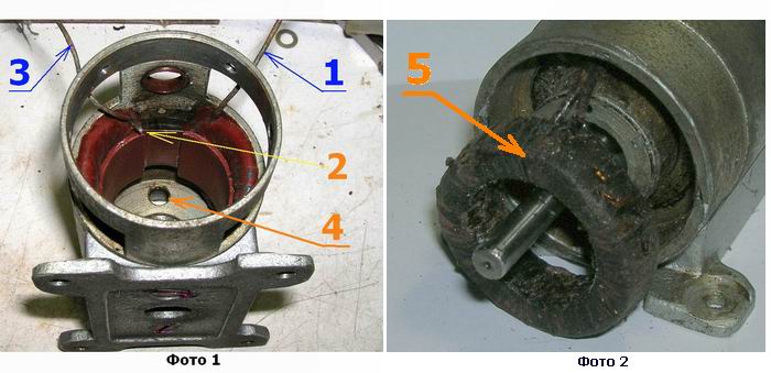 Статорные обмотки и катушка муфты тормоза двигателя Д-5ТР