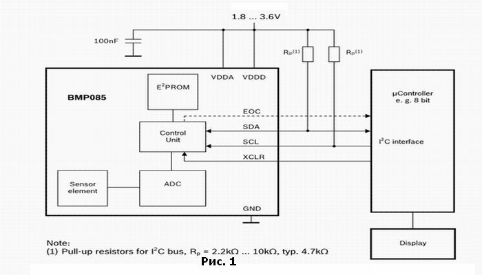 Схема включения датчика BMP 180, shema-dathica