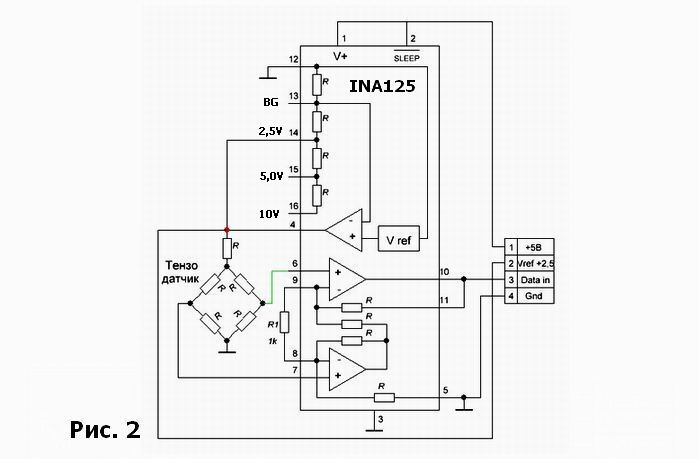 Микросхема INA125,shema-ina