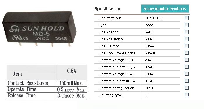 Rele MD-5 datasheet