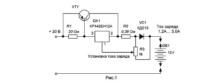 Регулируемый стабилизатор тока на LM317 схема